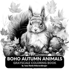 Renas Store Independently Published Boho Autumn Anımals Grayscale Coloring Book