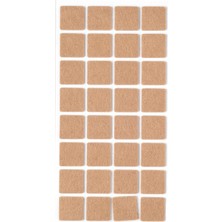 Renas Store Kahverengi 32 Adet Yapışkanlı Sandalye, Masa, Koltuk Altı Parke Koruma Keçesi, Kare, 2,5 x 2,5 cm