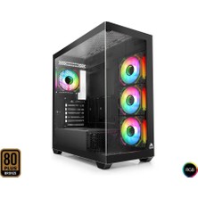 Mofan MF2903B 850W 80PLUS Bronze Power Supply 4*rgb Fan Temperli  Cam Siyah Gaming Kasa