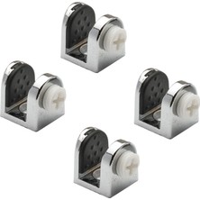 Renas Store BADEM10 Tırnak Metal Cam Raf Tutucu Cam Etejer Menteşesi Krom Plastik Vidalı 8 mm (4 Adet)