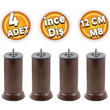 Renas Store BADEM10 Mobilya Kanepe Baza Koltuk Destek Ayağı M8 Civata Kahvrengi Ayak 12 cm (4 Adet)