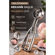 Kea Çelik Yarı Otomatik Dondurma Kaşığı 22 Cm, Profesyonel Dondurma Kaşığı, Amaçlı Kurabiye Kaşığı