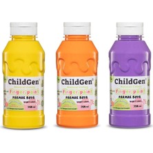 Renas Store Süper Yıkanabilir 3'lü Parmak Boya Seti (3X350ML) (Turuncu-Sarı-Mor)