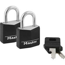 Renas Store Master Lock Kapalı Alüminyum Asma Kilitler, Anahtarlı Küçük Kilitler, Anahtarlı Alike Asma Kilitler, 2'li Paket, Siyah