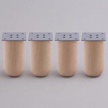 Renas Store Bohem 4 Adet Doğal Ahşap 12 cm Silindir Ayak Set Mobilya Koltuk Kanepe Sehpa Masa Ayağı Ayakları