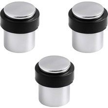 Renas Store Metal Kapı Stoperi 3’lü Set Gümüş Krom Vidalı Montaj Kauçuk Başlıklı Kapı Tamponu Durdurucu Koruyucu