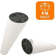 Renas Store BADEM10 Açılı Konik Ayak Mobilya Baza Koltuk Puf Ayağı Beyaz 12 cm (4 Adet)