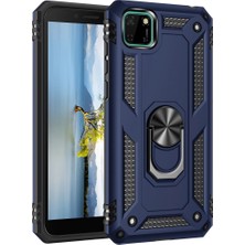 Magicool Huawei Y5P Kılıf Sofya Yüzüklü Silikon Kapak - Lacivert