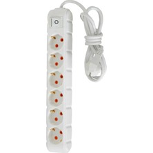 Renas Store Ufo 6lı 5 Metre Kablolu Anahtarlı Grup Priz 16A 250V, Altılı Topraklı Uzatma Kablosu Beyaz Renk