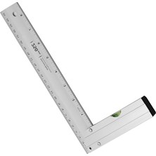 Renas Store BADEM10 Alüminyum L Gönye Su Terazili Cetvel Kaynak Kaynakçı Marangoz Gönyesi 250 mm