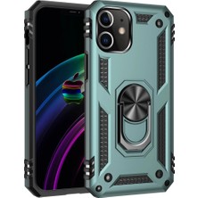 Magicool Iphone 12 Kılıf Sofya Yüzüklü Silikon Kapak - Yeşil