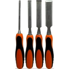 Renas Store Iskarpela Seti 4 Parça, 6mm 12MM 18MM 24MM, Turuncu Siyah Saplı Ahşap Oyma Aletleri