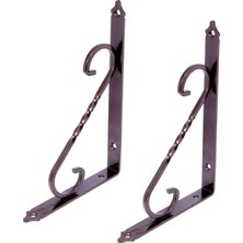 Renas Store BADEM10 2 Adet Ferforje Raf Altı Ayak Dekoratif Raf Tutucu Bakır Montaj Aparatı 135 x 190 mm (Orta Boy)