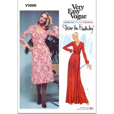 Renas Store Vogue V2000U5 Misses' Wrap Elbise Dikiş Desen Paketi, Diane Von Furstenberg, Tasarım Kodu V2000, 16-18-20-22-24, Çok Renkli