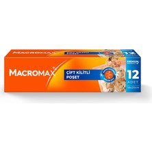 Renas Store Macro Max Çift Kilitli Poşet 12 Adet (18X20 Cm), Sızdırmaz Hava Geçirmez Buzdolabı Poşeti
