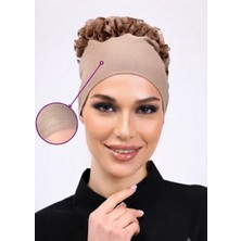 Alivascarf Kaymayan Fırfırlı Silikonlu Dikişsiz Kaymaz Bone Kadın Tesettür Bağlamalı Iç Bone Vizon
