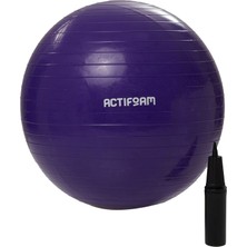 Renas Store Actifoam Mor 65 cm Pilates Topu ve Şişirme Pompası - Yoga ve Pilates Egzersiz Topu