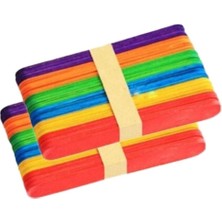 Renas Store Esmay Ahşap Renkli Dil Çubuğu (100 Lü Paket) Renkli Geniş Dil Çubuğu GNSRKFAZ2980