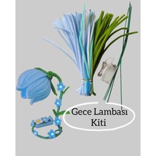 hyc heryerçiçeklenir Çan Çiçeği Gece Lambası Kit Seti,renk Açık Mavi, Tel Şönilden Tüylü Şönil Seti