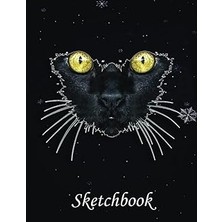 Renas Store Christmas Sketch Book: Black Ca Yellow Eyes Kitty Kitten Cat Face, 120 Pages Help You Design Your Ideas Size 8.5 x 11 Inches