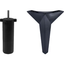 Renas Store BADEM10 Kale 6'lı Set Mobilya Tv Ünitesi Çekyat Koltuk Kanepe Destek Ayağı 15 cm Siyah Baza Ayak M8 Civatalı