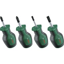 Renas Store Bosch Tornavida Güdük Seti 4 Parça (Sıkı Alanlarda Sabitlemek Için Kompakt Tornavidalar; Ph/sl; S2 Çelik; Yüksek Tork; Renk Kodlu; Manyetik Uç; Ergonomik Yumuşak Tutuş)