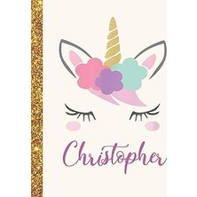 Renas Store Christopher: Christopher Unicorn Personalized Black Paper Sketchbook For Girls And Kids To Drawing And Sketching Doodle Taking Note Marble Size 8.5 x 11