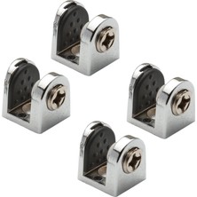Renas Store BADEM10 Tırnak Metal Cam Raf Tutucu Cam Etejer Menteşesi Krom Metal Vidalı 8 mm (4 Adet)