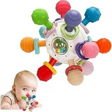 Renas Store Circle Toys Bebek Montessori Duyusal Diş Kaşıyıcı Top – Motor Becerileri Gelişim Oyuncağı - Çok Renkli