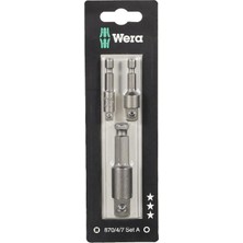Renas Store Wera Werkstatt 870/4/7 Set A Sb, Alet Şaftları, Bağlantı Parçaları, 3 Parça, Gri