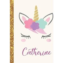 Renas Store Catherine: Catherine Unicorn Personalized Black Paper Sketchbook For Girls And Kids To Drawing And Sketching Doodle Taking Note Marble Size 8.5 x 11