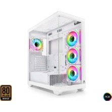 Mofan MF2903W 850W 80PLUS Bronze Power Supply 4*rgb Fan Temperli  Cam Beyaz Gaming Kasa