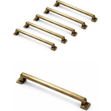 Renas Store Canik Mobilya Kulpları, 5 Adet Metal, Tv Ünitesi Yatak Odası Çekmece Vestiyer Mutfak Dolap Kulbu (Antik Sarı, 224 Mm)