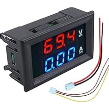 Renas Store Dijital Dual Voltmetre Ampermetre Volt Akım Ölçer Dc 0-100V 10A Kırmızı-Mavi, Voltmetre, Ampermetre