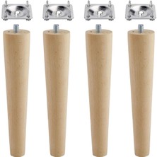 Renas Store BADEM10 Ahşap Mobilya Koltuk Kanepe Sehpa Masa Ayağı Ayakları M8 Civatalı 20 cm + Bağlantı Aparatlı 8'li Set