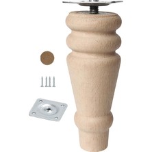 Renas Store Bohem 12 cm Doğal Boyasız Ahşap Ayak Silindir Mobilya Koltuk Kanepe Ayağı Metal Montaj Aparat & Keçe