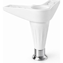 Renas Store 1 Adet Aytuğ Akasya (Beyaz-Krom) 15 cm Ayarlanabilir Kanepe Baza Tv Ünitesi Mobilya Ayağı Plastik