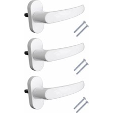 Renas Store Pvc Pencere Kolu 3 Adet – Plastik Cam Kolu, Evrensel Uyumlu, Vidalı Montaj, Dayanıklı Beyaz Pencere Açma Kolu