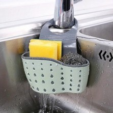 Renas Store Askılı Evye Sepeti - Silikon Lavabo Düzenleyici - Mutfak Süngeri, Sabun ve Bulaşık Teli Tutucu - Delikli Drenaj Yapılı Askı