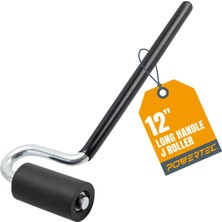 Renas Store Powertec 71010 J-Roller Uzun Saplı Kauçuk Rulo, 3,8 cm x 7,6 cm – Profesyonel Kaplama Kenar Bandı ve Zemin Laminasyon Aleti, Düz Sap