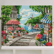 Renas Store Sayılarla Boyama Tuval Seti Fırça Boya Dahil (Çıtalı) 40X50 cm - Sahil Kasabası