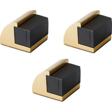 Renas Store Metal Kapı Stoperi 3’lü Set Oval Gold Altın Güçlü Yapışkanlı Kauçuk Kapı Tamponu Çarpma Durdurucu