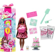 Renas Store Barbie Parti Paketi Bebek ve Aksesuarlar, Minik Dostumun Doğum Günü Serisi Işıltılı Kalpler Seti ve Renk Değişimi ile Pasta Süsleme Etkinliği Dahil 10 Sürpriz, JFG71