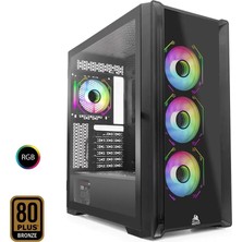 Mofan MF2902B 850W 80PLUS Bronze Power Supply 4*rgb Fan Temperli Cam Siyah Gaming Kasa