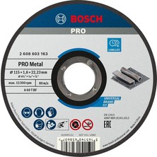 Renas Store Bosch - 115 * 1, 6 mm Standard Seri Düz Metal Kesme Diski (Taş), Gri, 1 Adet