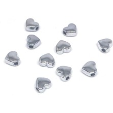 Renas Store Gümüş Kaplama Oval Kalp (10 Adet) 7 mm