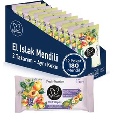 Renas Store Papilion Seyahat Boyu El Temizleme Mendilleri – 12'li Paket (Toplam 180 Mendil), Çarkıfelek Meyvesi Kokulu | Çocuklar ve Yetişkinler Için Nazik Temizleme Mendilleri