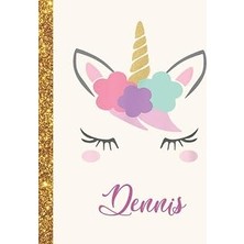 Renas Store Dennis: Dennis Unicorn Personalized Black Paper Sketchbook For Girls And Kids To Drawing And Sketching Doodle Taking Note Marble Size 8.5 x 11