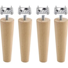 Renas Store BADEM10 Ahşap Mobilya Koltuk Kanepe Sehpa Masa Ayağı Ayakları M8 Civatalı 12 cm + Bağlantı Aparatlı 8'li Set