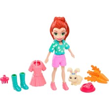 Renas Store Polly Pocket ve Hayvan Dostu Oyun Seti, Hoptastic Lila Bebek, Hayvanı ve Aksesuarları GDM11